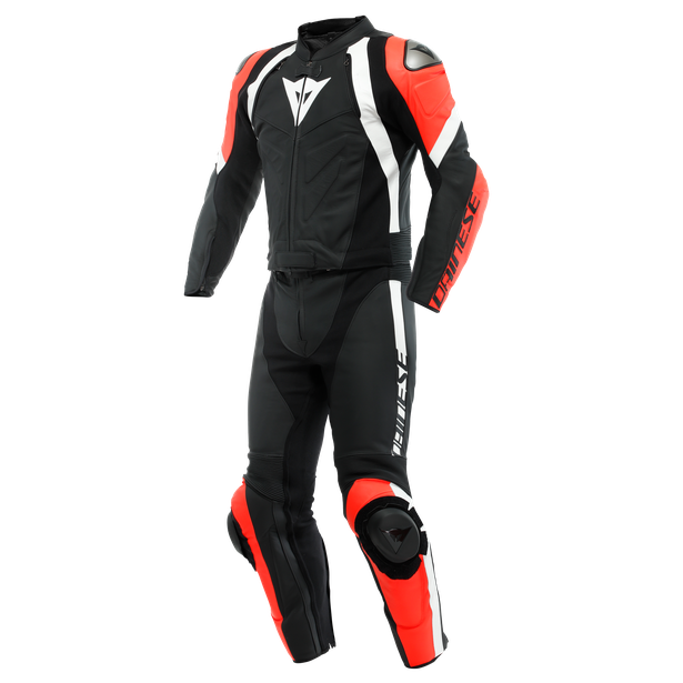 DAINESE AVRO 4 LEATHER 2PCS SUIT BLACK-MATT/FLUO-RED/WHITE 黑螢光紅白 兩件式皮衣