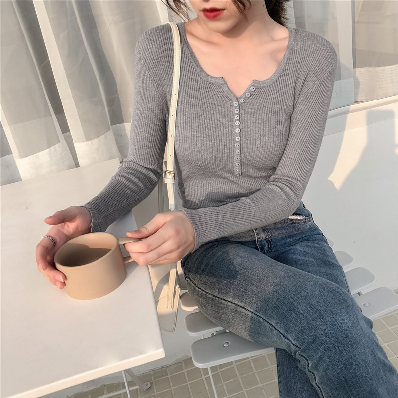 ᴷᴼᴿᴱᴬ 🇰🇷 多色排釦U領上衣