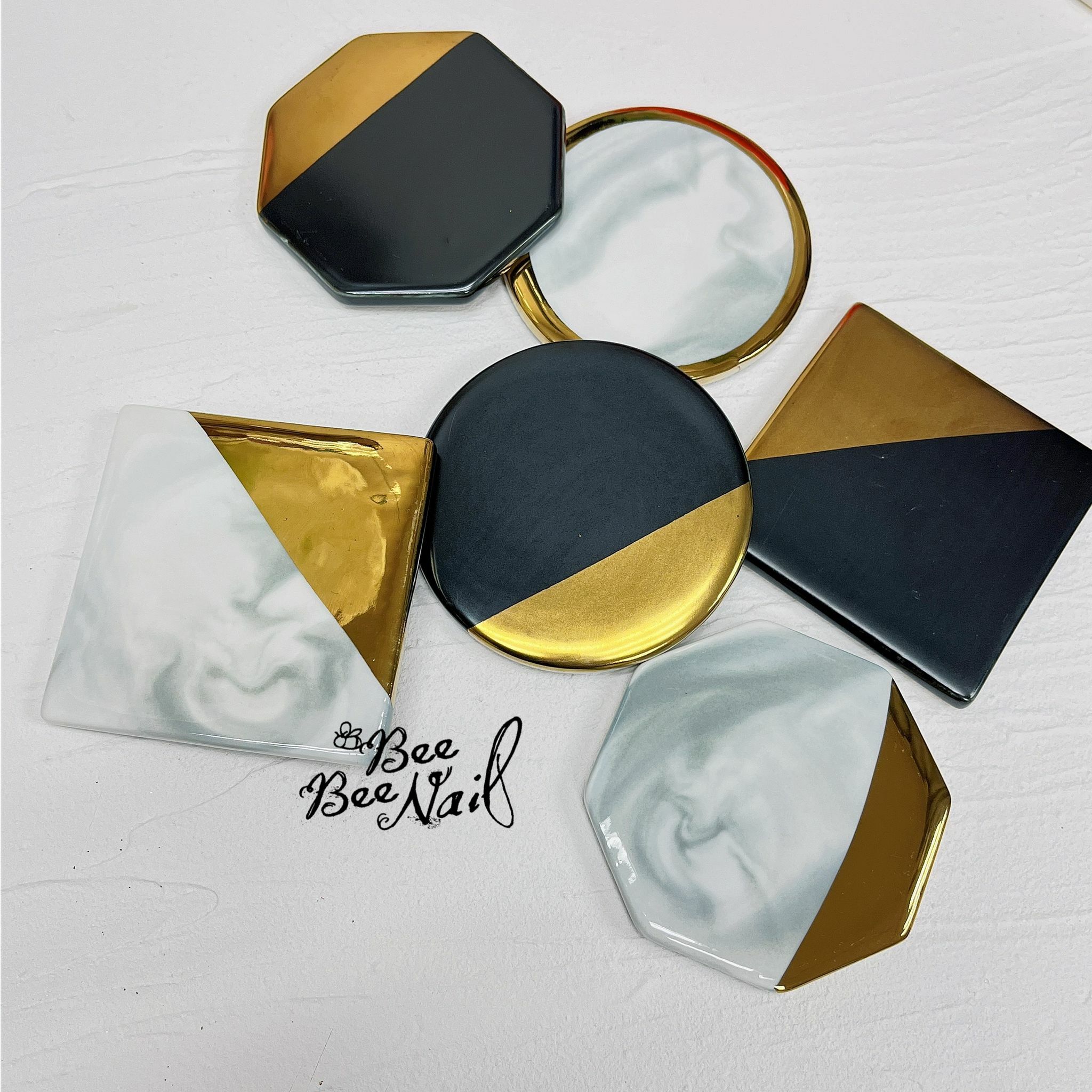 金邊瓷磚調色碟/擺設碟/影相道具-6款