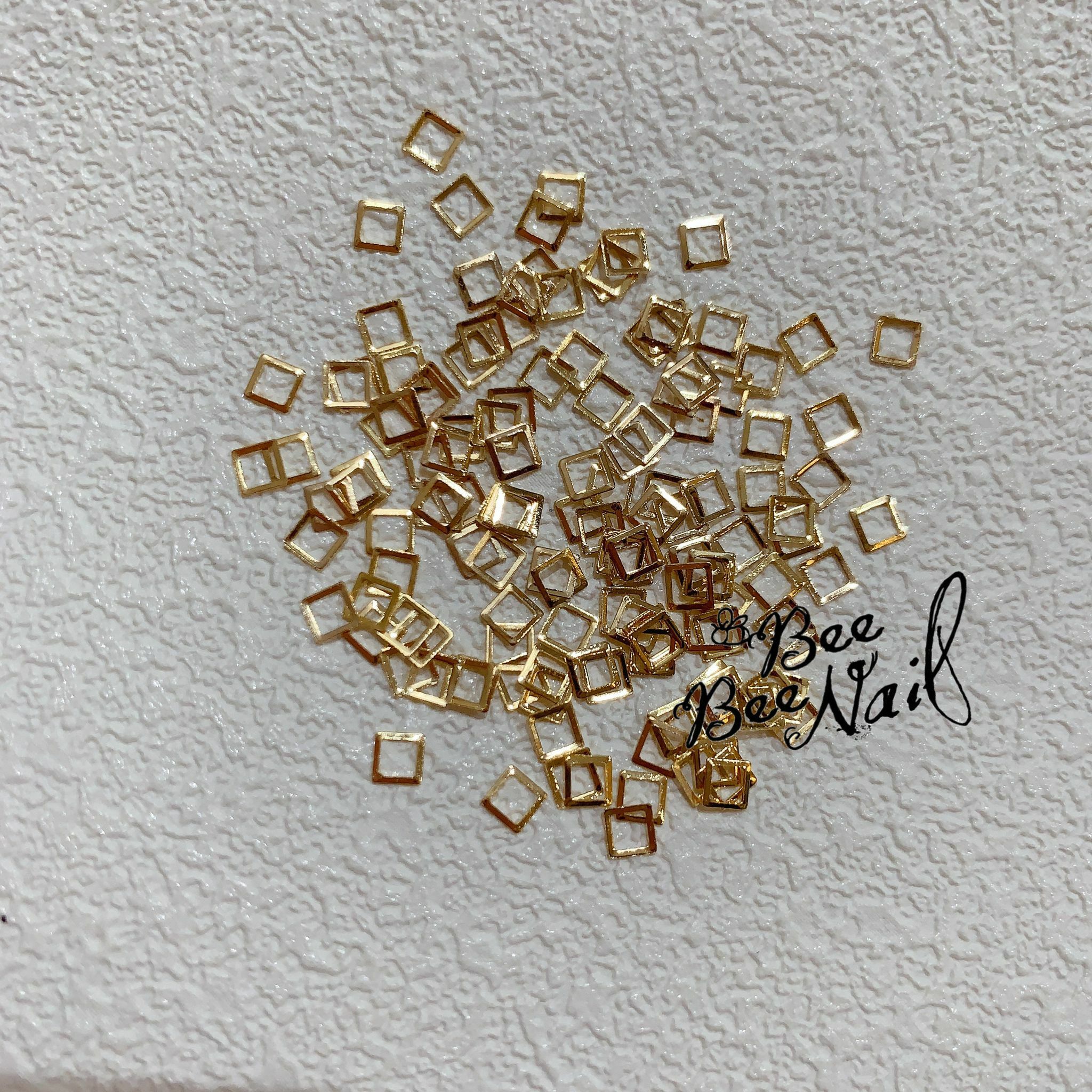 不褪色金屬 空心 4mm 正方形飾品-約200粒