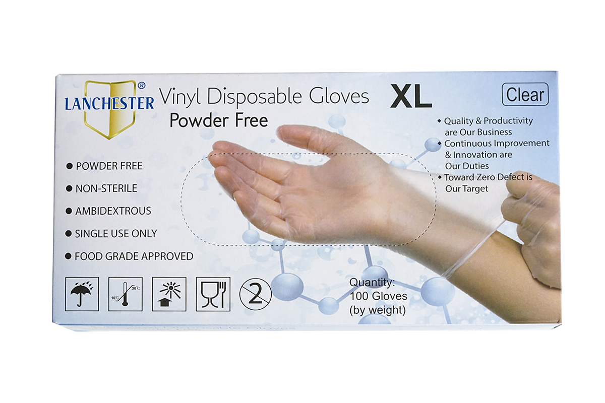 Lanchester Vinyl 無粉PVC手套(透明)(食品級)(靈活輕巧)(加大)