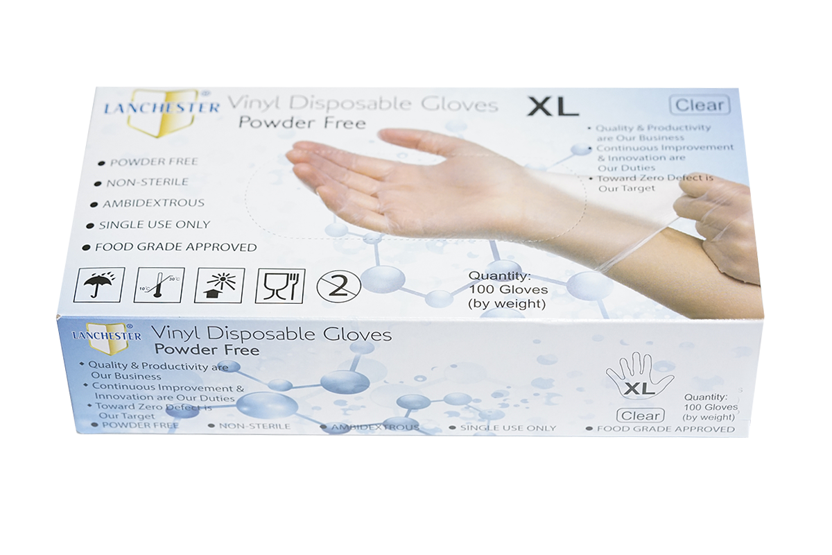 Lanchester Vinyl 無粉PVC手套(透明)(食品級)(靈活輕巧)(加大)