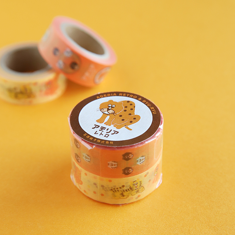 RYU-RYU X 石塚硝子 昭和復古 和紙膠帶 橘色老虎