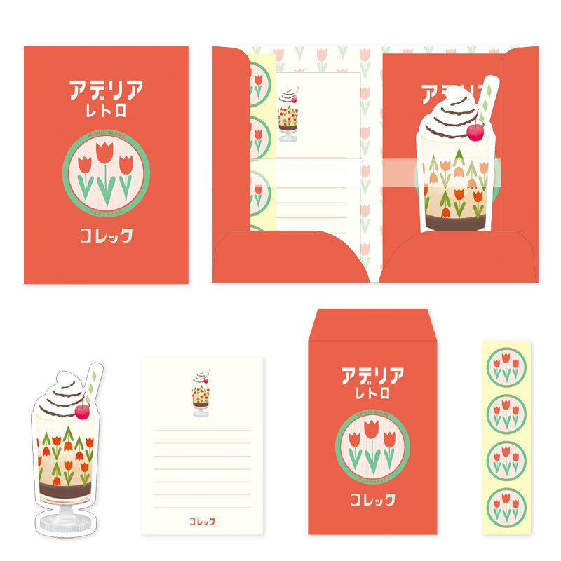 RYU-RYU X 石塚硝子 迷你信紙信封套組 紅色鬱金香