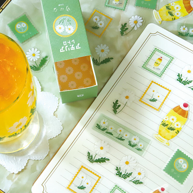 RYU-RYU X 石塚硝子 透明貼紙組  綠色野花