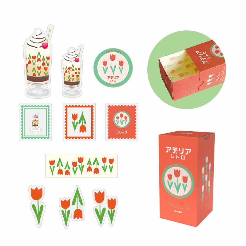 RYU-RYU X 石塚硝子 透明貼紙組  紅色鬱金香