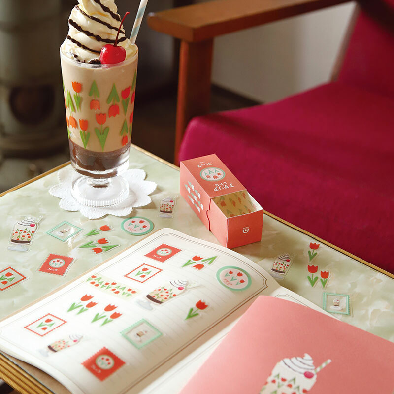 RYU-RYU X 石塚硝子 透明貼紙組  紅色鬱金香