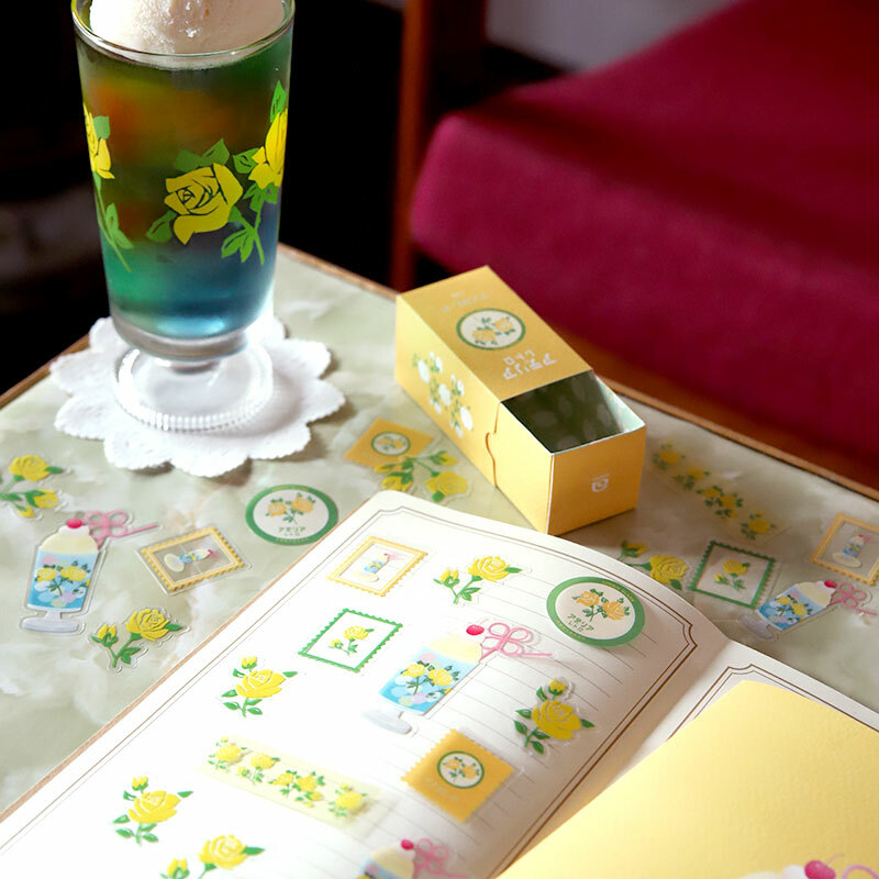 RYU-RYU X 石塚硝子 透明貼紙組  黃色玫瑰