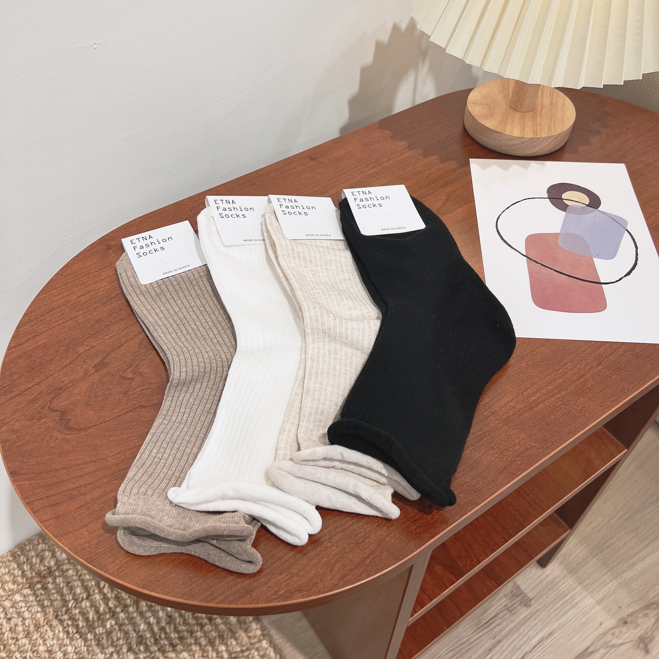 韓國素色捲捲襪/五色