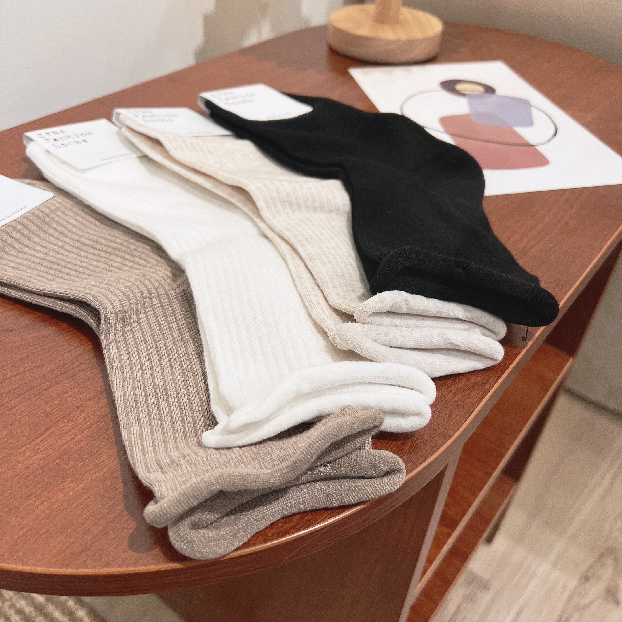 韓國素色捲捲襪/五色