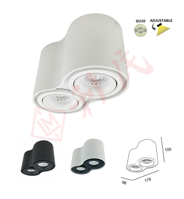 GD-5610x2 圓形孖頭盒仔燈 GU10膽  (白/黑/外白內黑)