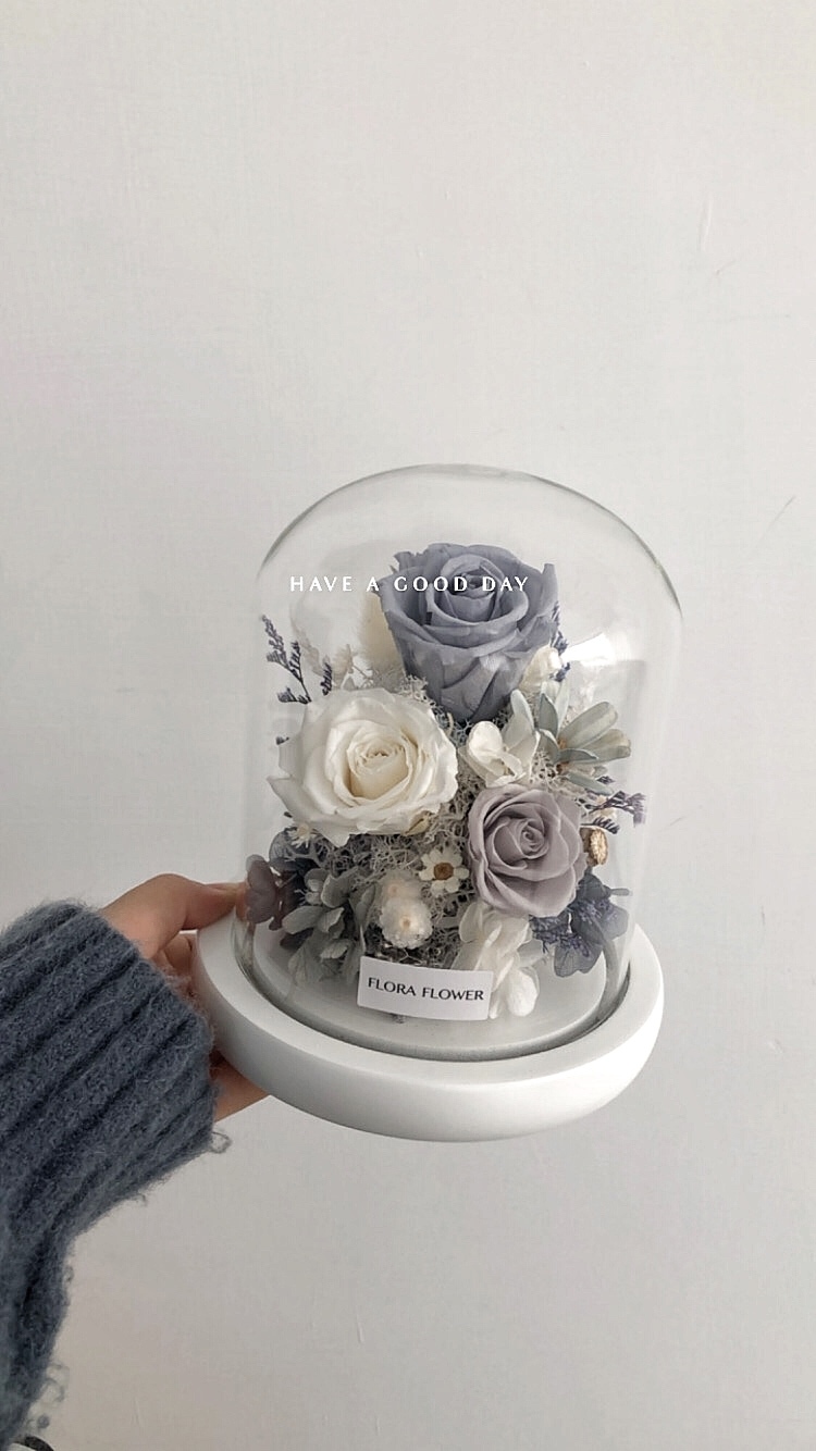 永生花夜燈-雪灰藍