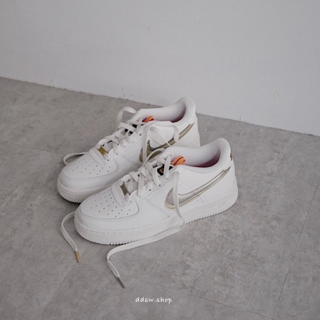 Nike Air Force 1 LV8 全白 金銀雙勾 彩帶 DH9595-001