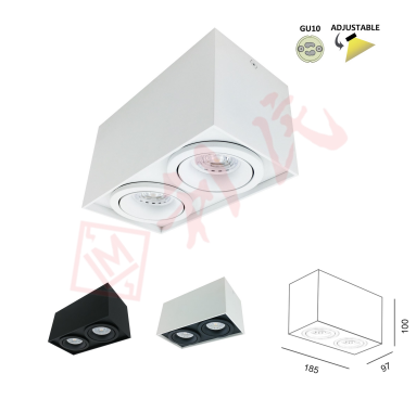 GD-5612 方形孖頭盒仔燈 GU10膽 (白/黑/外白內黑)