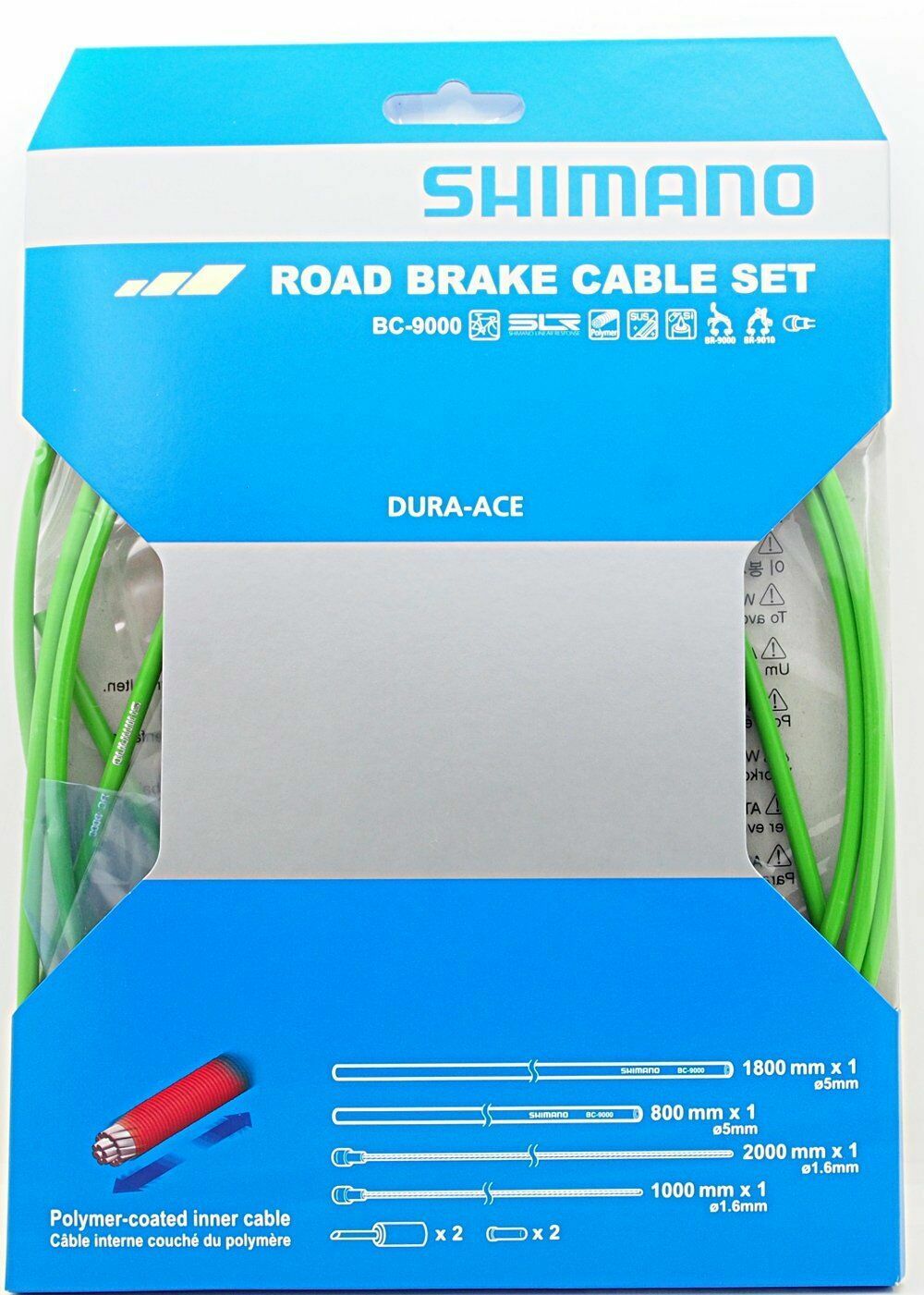 Shimano Dura-Ace BC-9000 Road Brake Cable Set - 2x Outer Casings + End Caps, Grey