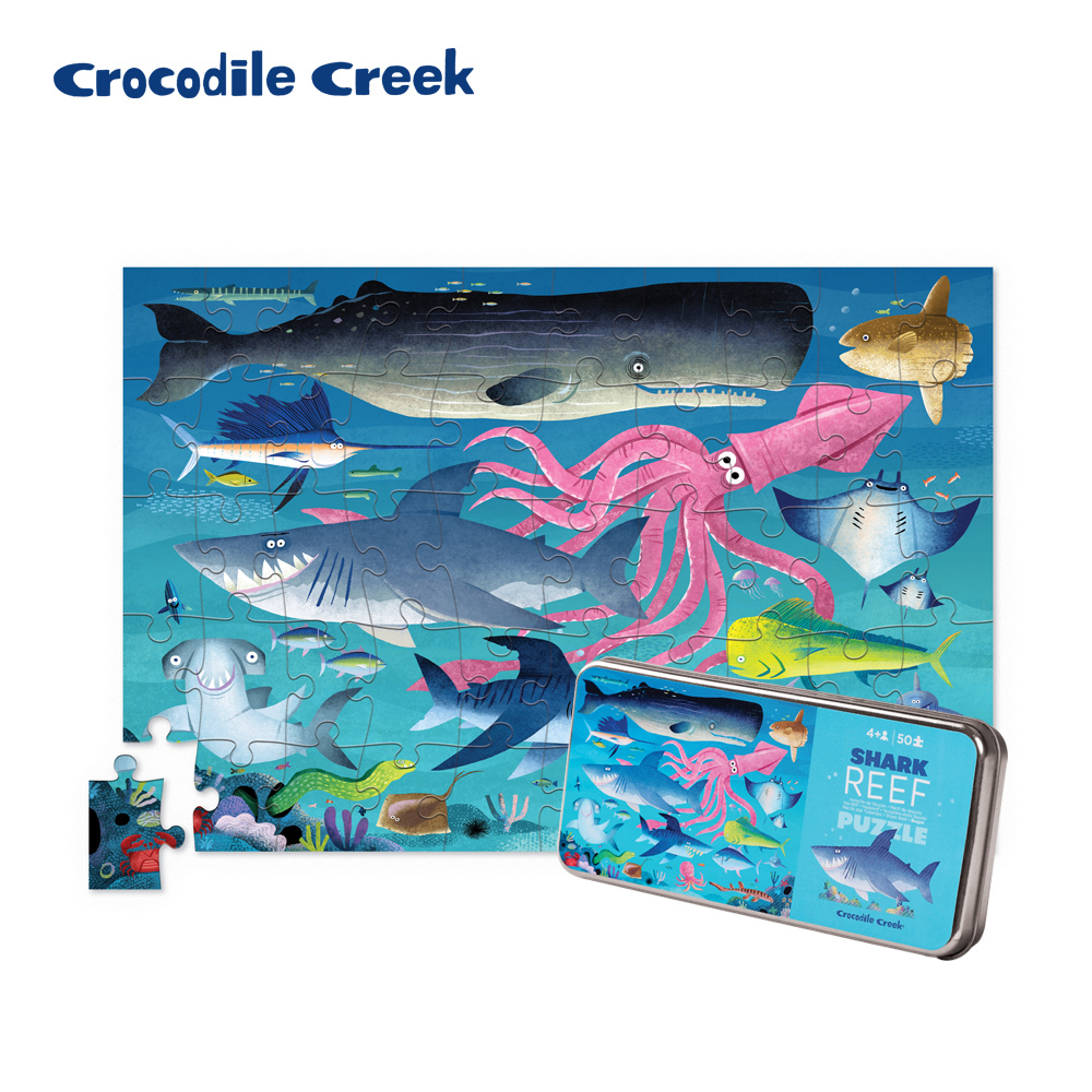 美國Crocodile Creek 鐵盒童趣拼圖-50片