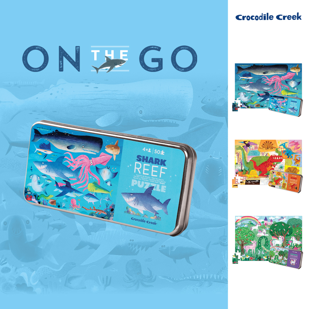 美國Crocodile Creek 鐵盒童趣拼圖-50片
