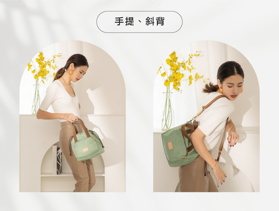 綠色斜肩包  輕量 防潑水 多隔層 肩背包 手提包 包包 小包 包包推薦 女包 包包品牌 休閒包款 Soldier 捕夢網束口包 satana SOS2810-323 防潑水上蠟尼龍 多隔層收納空間 躍金綠 產品介紹 3