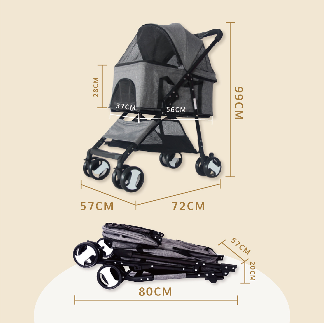 亞麻布寵物推車