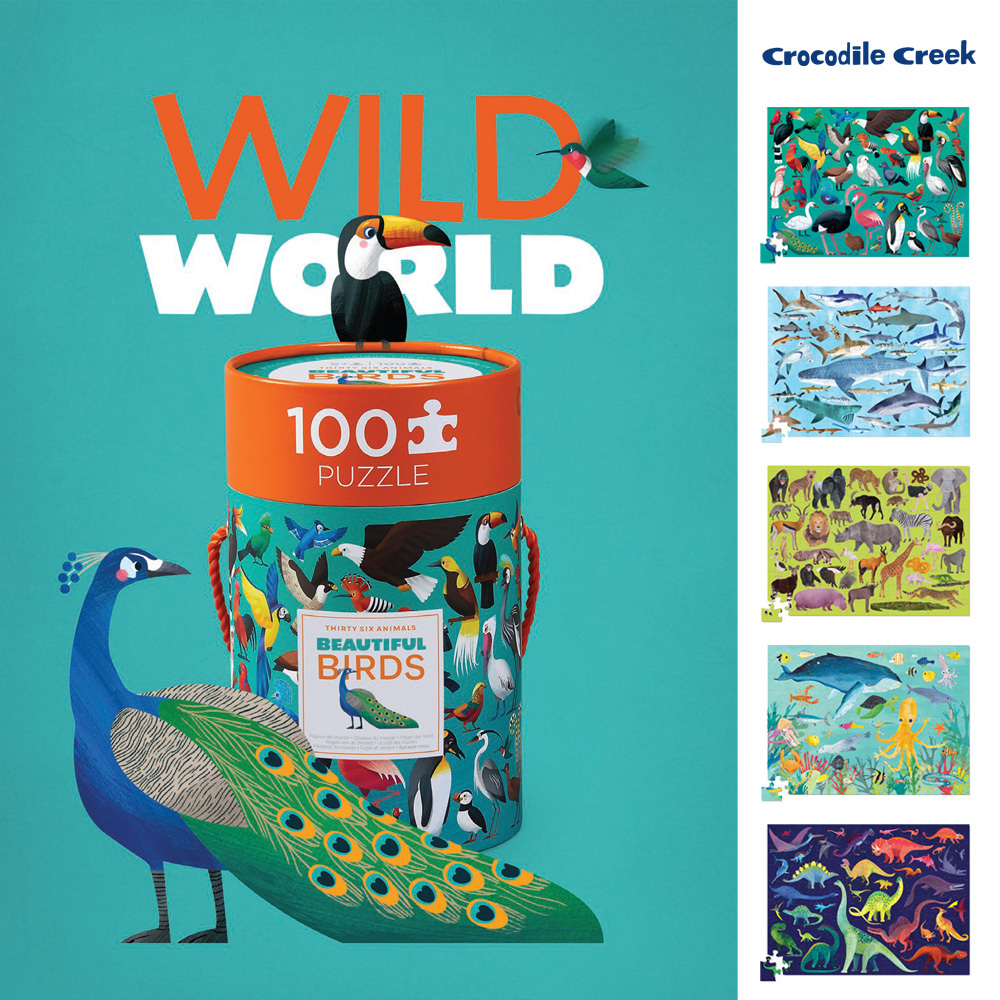 美國Crocodile Creek 生物主題學習桶裝拼圖-多款任選