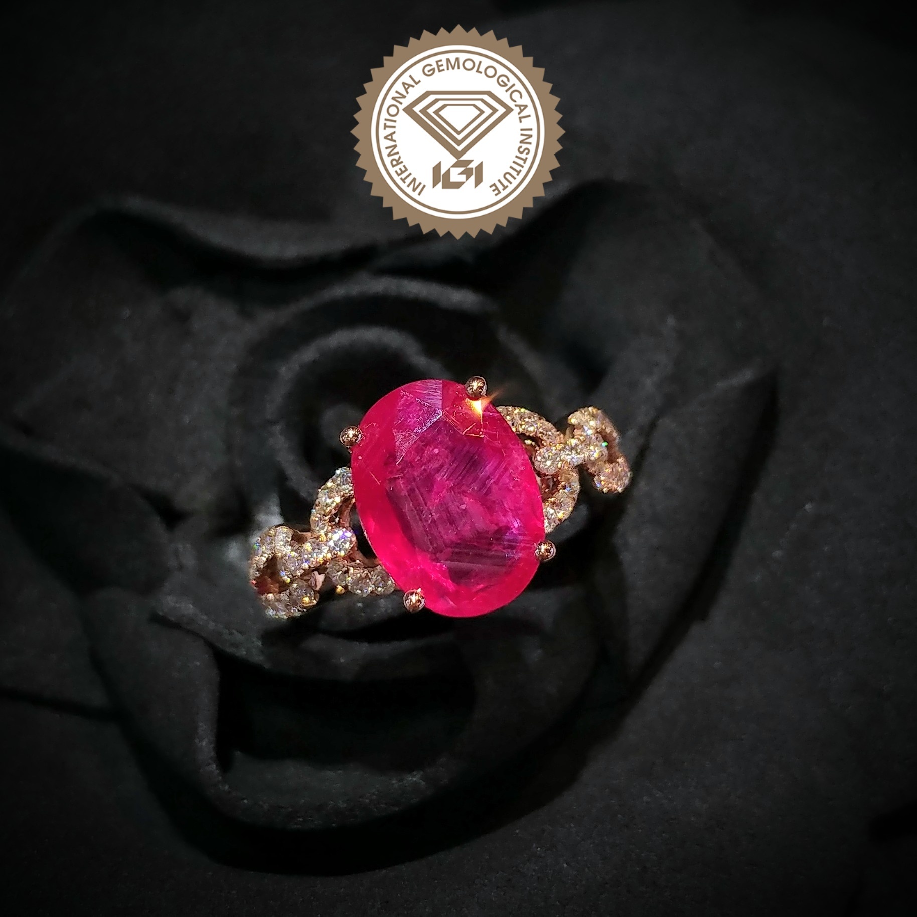 18K Rose Gold 2.97ct Ruby and Diamond Ring
