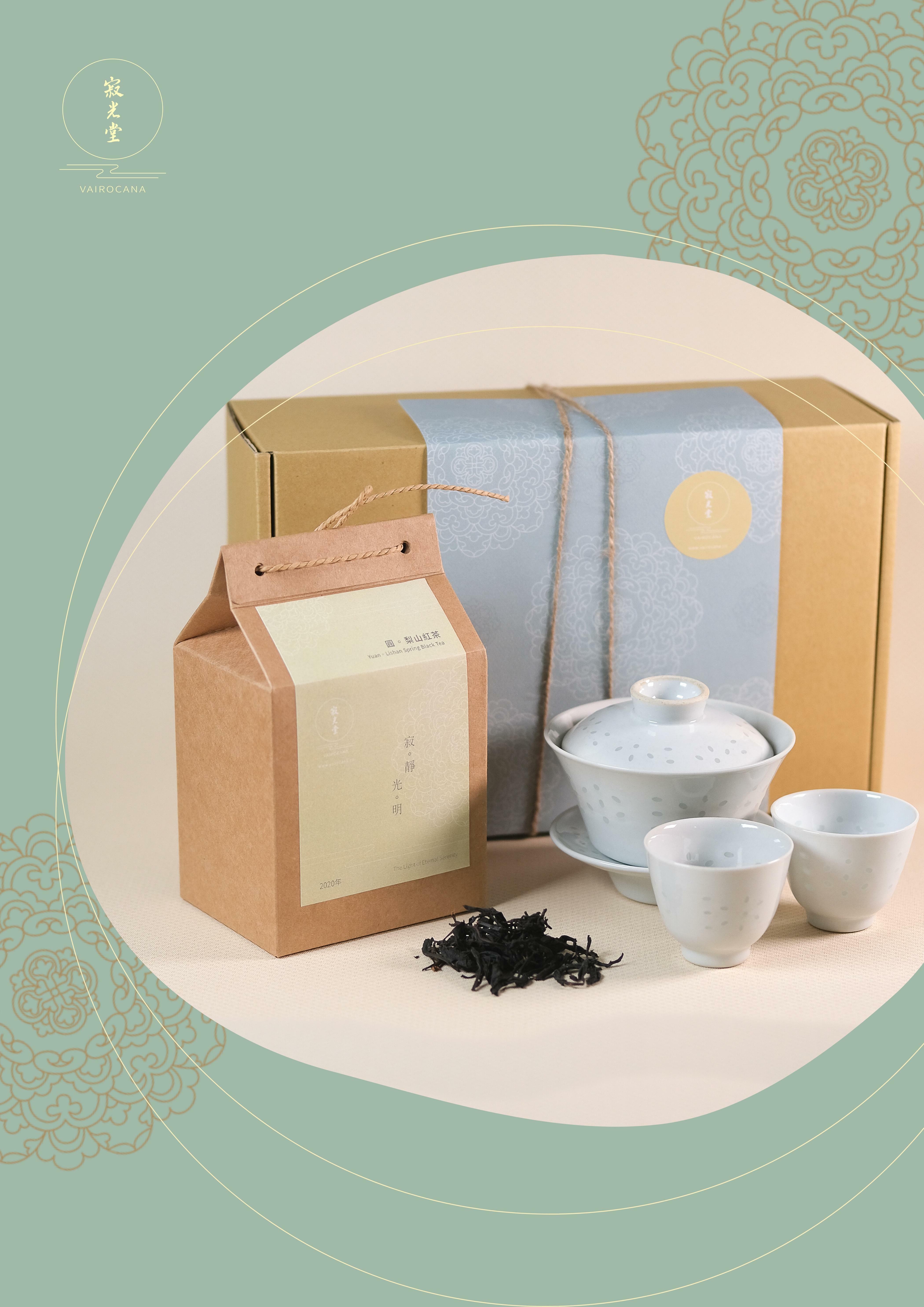 【春蜜茶禮】 台灣梨山春蜜紅茶(40g) + 景德鎮白玲瓏三才蓋碗套裝