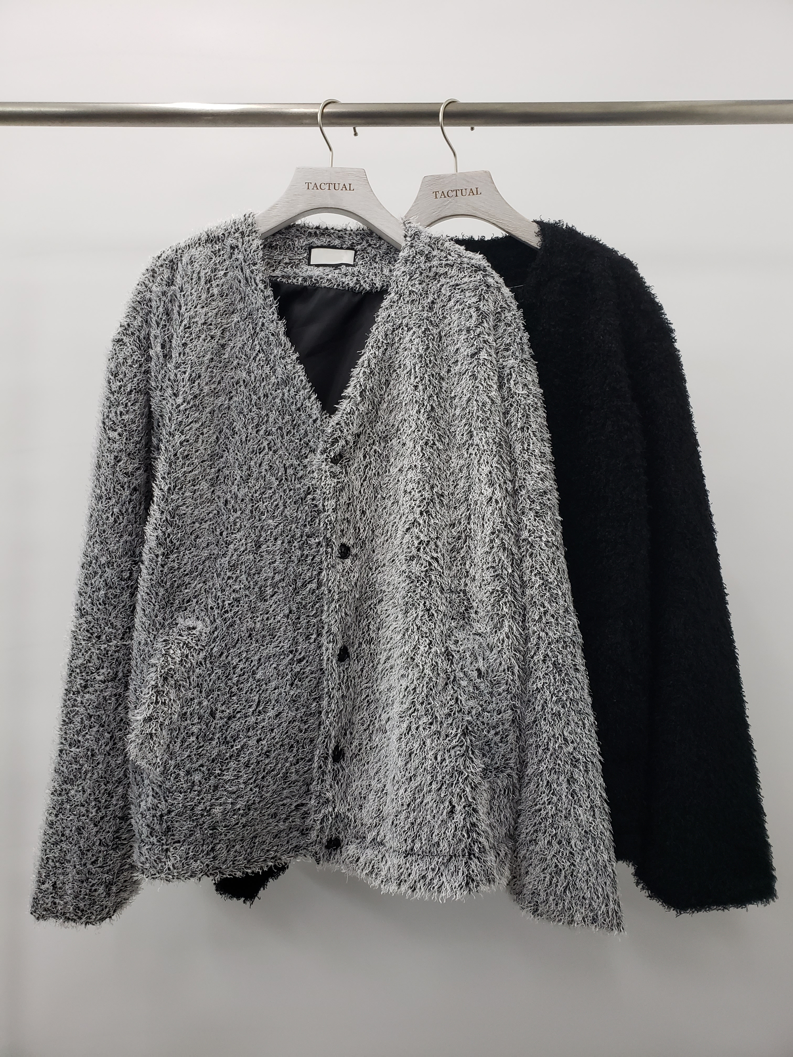 滑毛針織V領開胸外套 JK1953