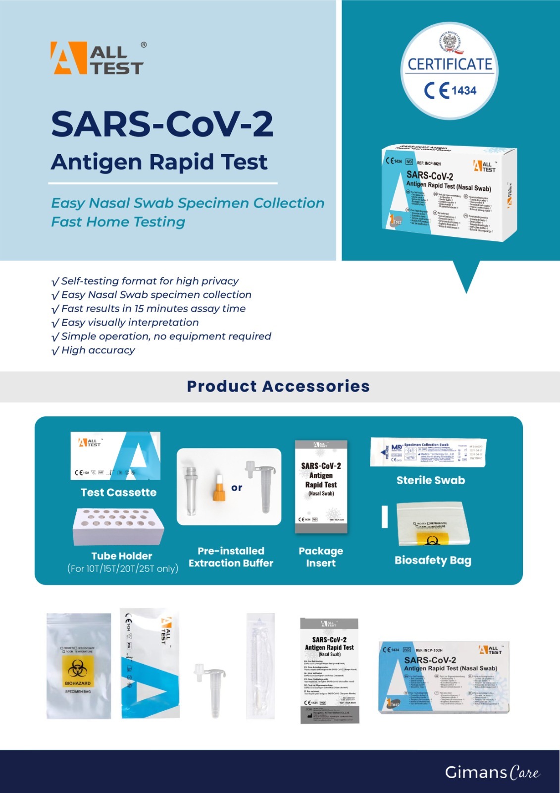 AllTest Biotech Antigen Rapid Kit 鼻孔取樣式病毒快速檢測套裝