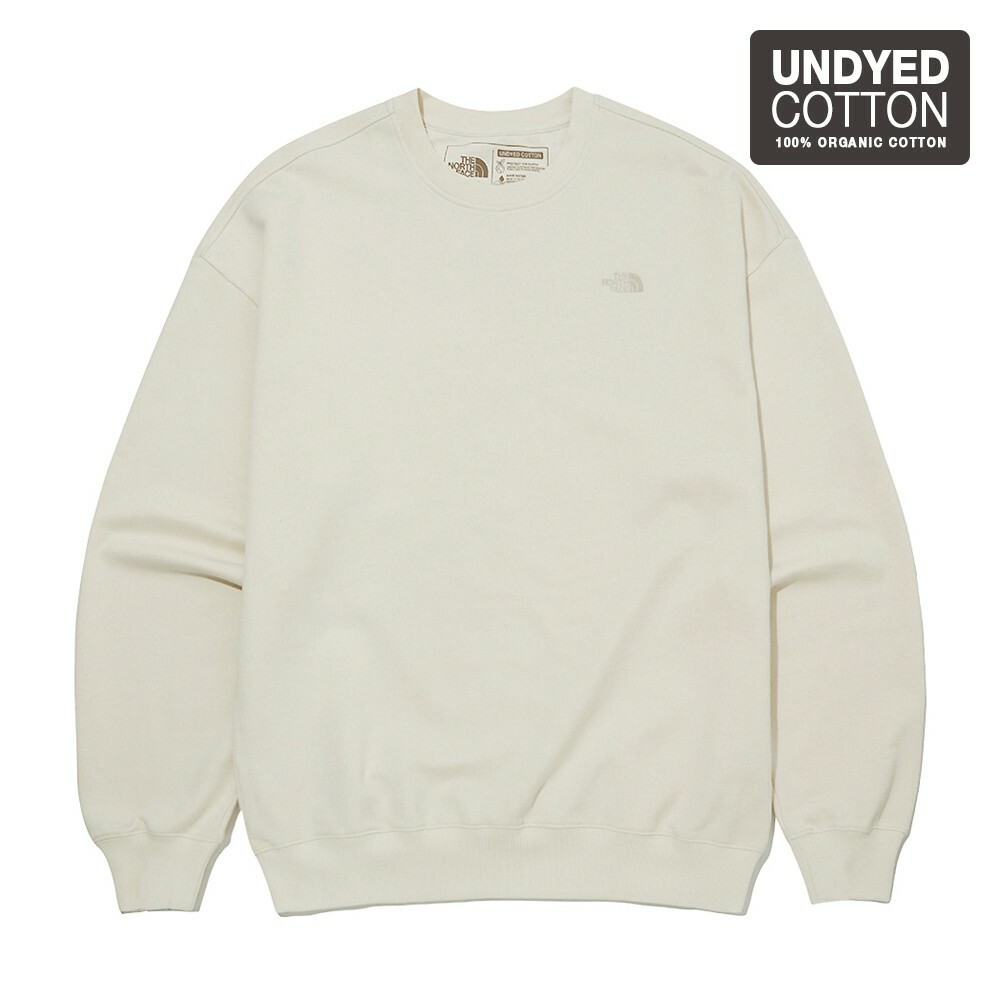 TNF 無染棉長袖 大學T 米白 THE NORTH FACE NM5MN00J