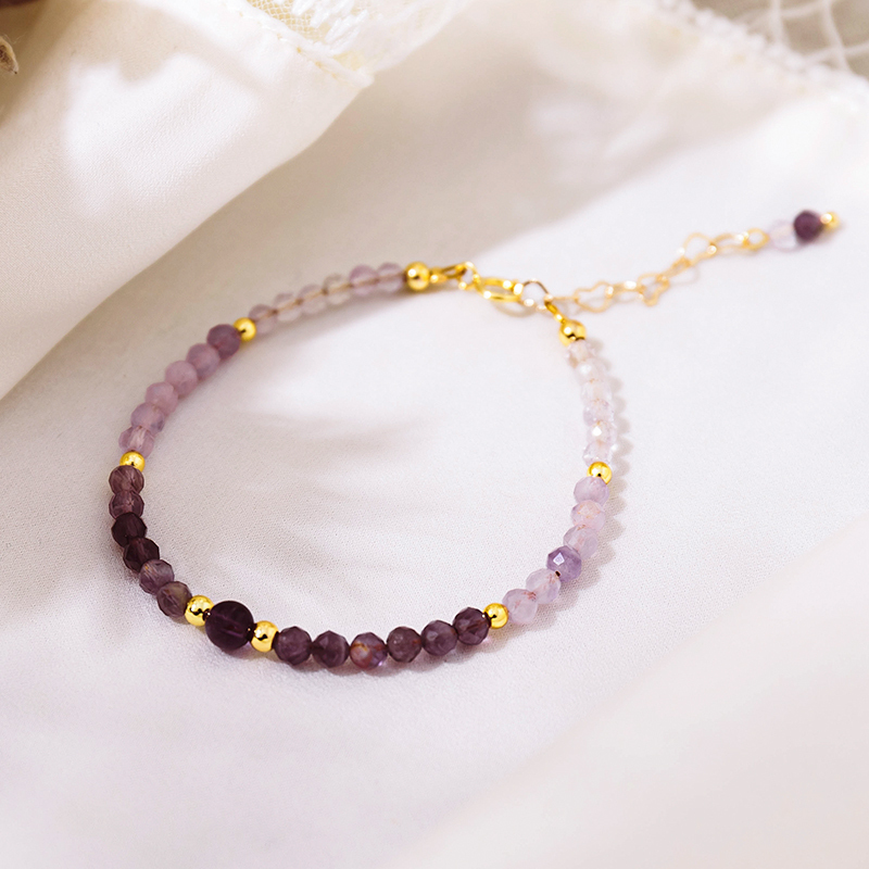 【RADIANT STAR】Wise & Cute Crystal Bead Bracelet Purple