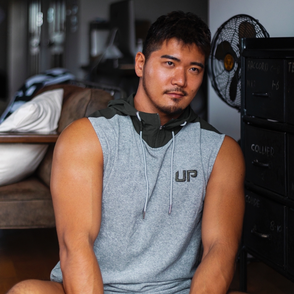 Taoru Trail 毛巾連帽背心 石灰色/軍綠