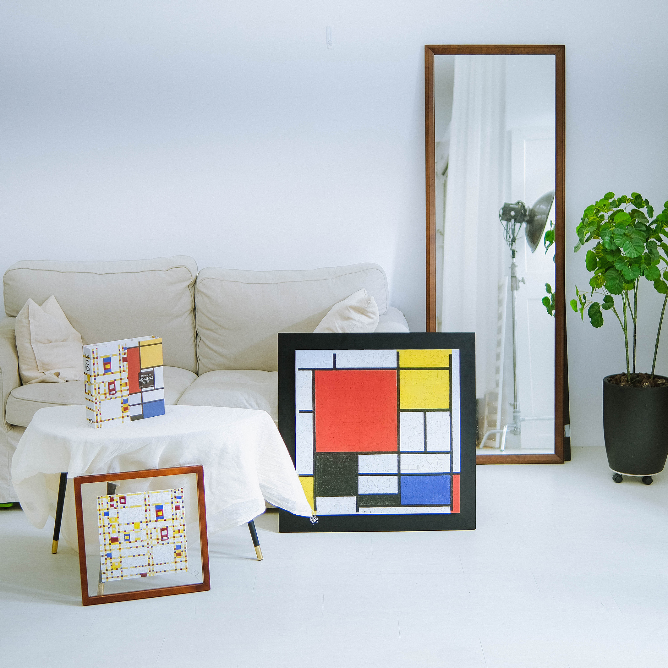 平面構成原尺寸木質拼圖 Composition with Large Red Plane. Yellow. Black. Grey and Blue