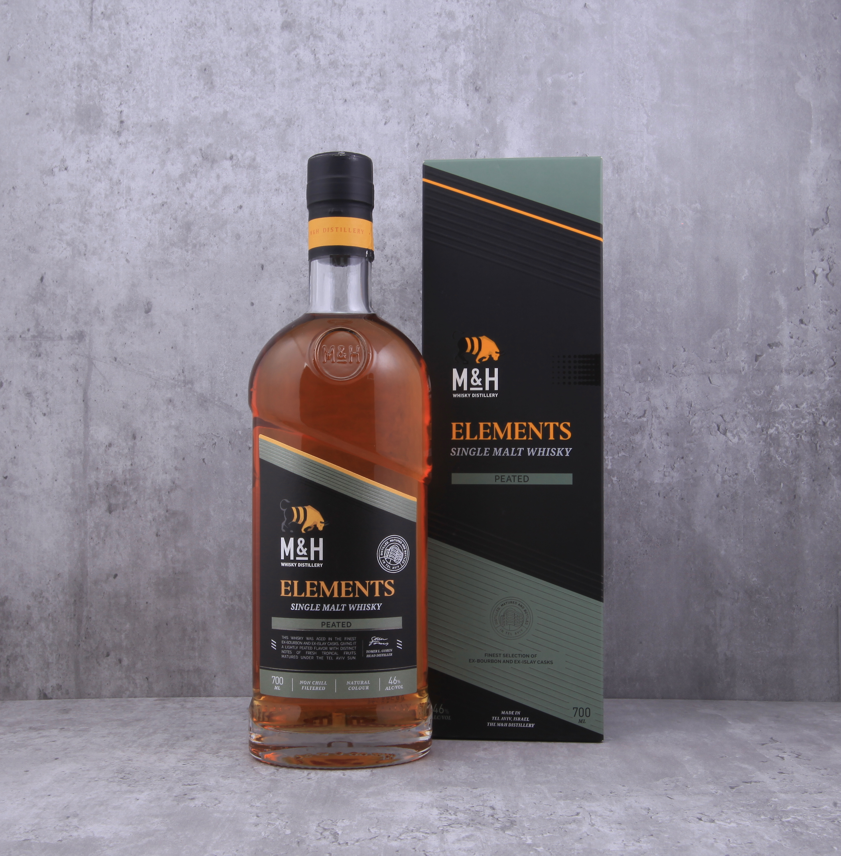 M&H Elements Peated Single Malt Whisky 46%