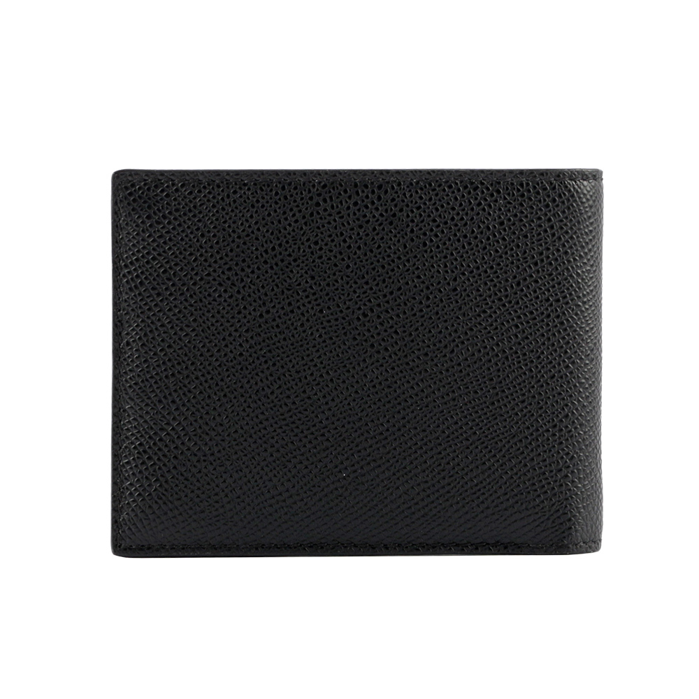 【BALLY】Tevye 防刮皮革紅白條紋對開6卡短夾(黑色)