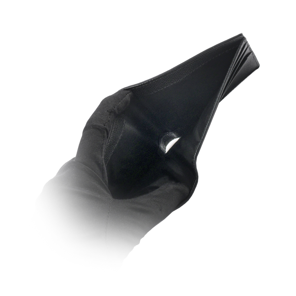 【BALLY】Tevye 防刮皮革紅白條紋對開6卡短夾(黑色)