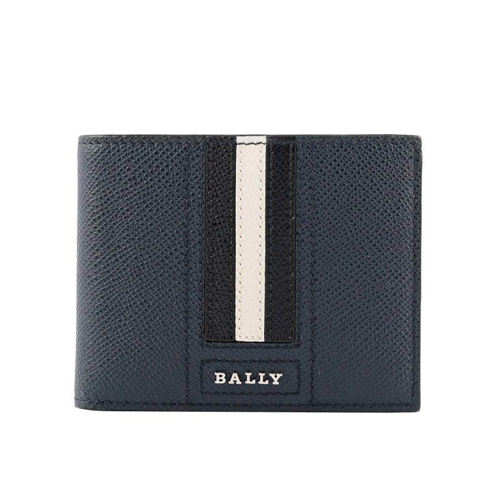 【BALLY】Tevye 防刮皮革黑白條紋對開6卡短夾