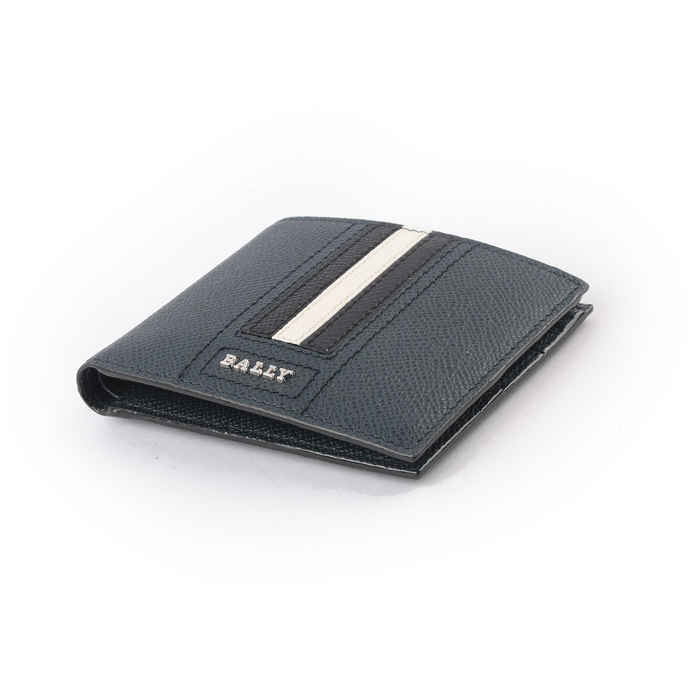 【BALLY】Tevye 防刮皮革黑白條紋對開6卡短夾