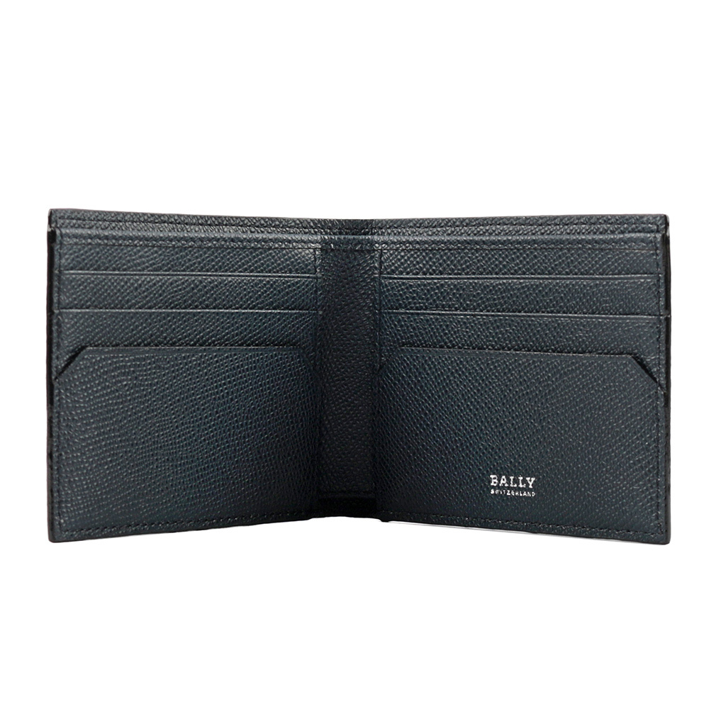 【BALLY】Tevye 防刮皮革黑白條紋對開6卡短夾