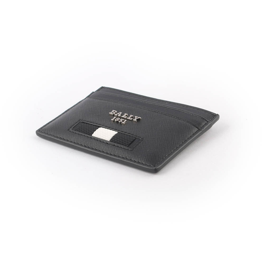 【BALLY】Bhar 再生牛皮黑白條紋卡片夾