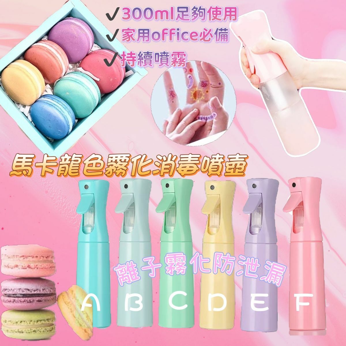 馬卡龍色霧化噴樽300ml