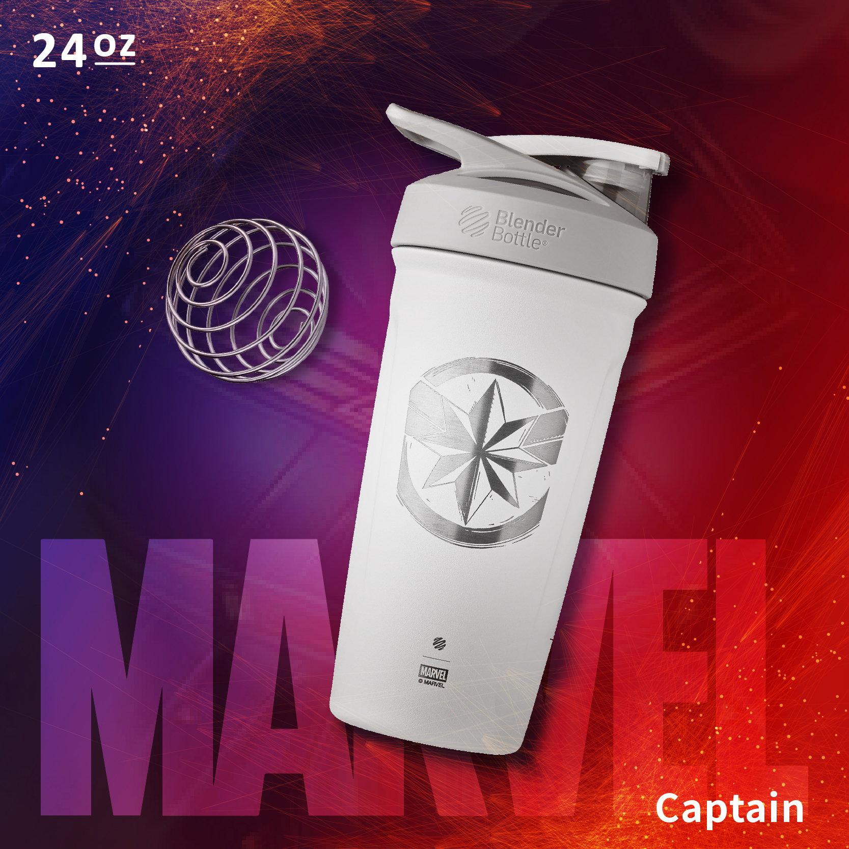 Blender Bottle® Strada™【Marvel聯名款】24oz 絕緣不鏽鋼|搖搖杯|驚奇隊長