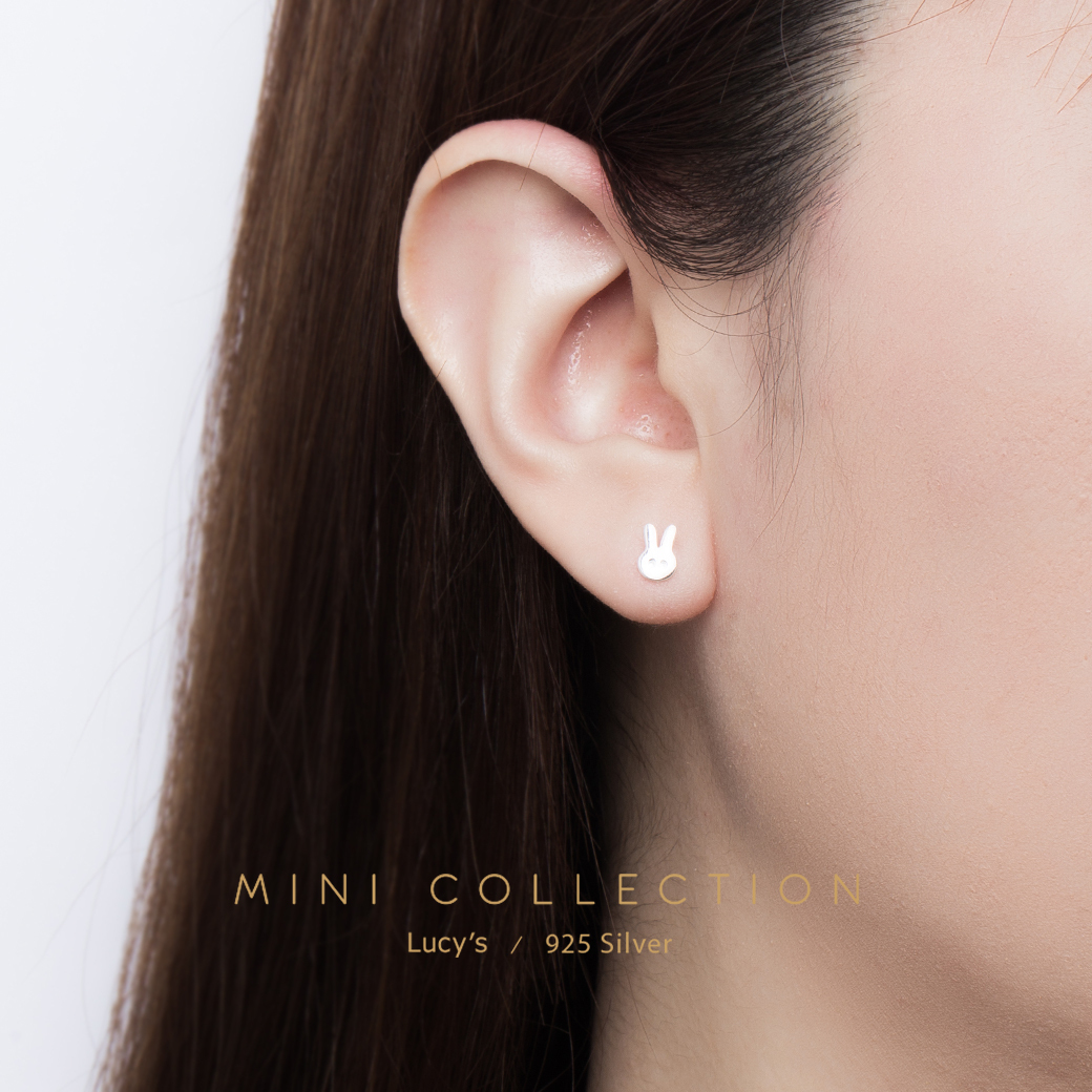 *925純銀〔輕銀系列〕長耳兔 耳環 (99501)