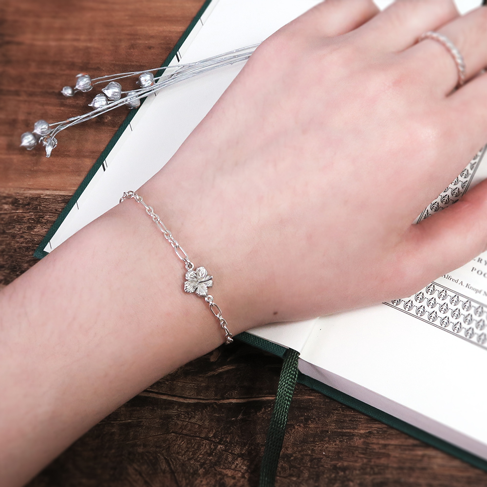 扶桑花 處女座星座花 925純銀手鍊