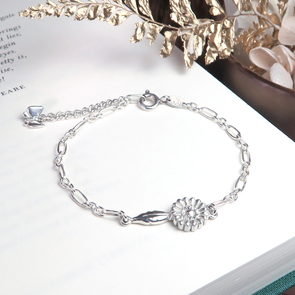 非洲菊 天秤座星座花 925純銀手鍊