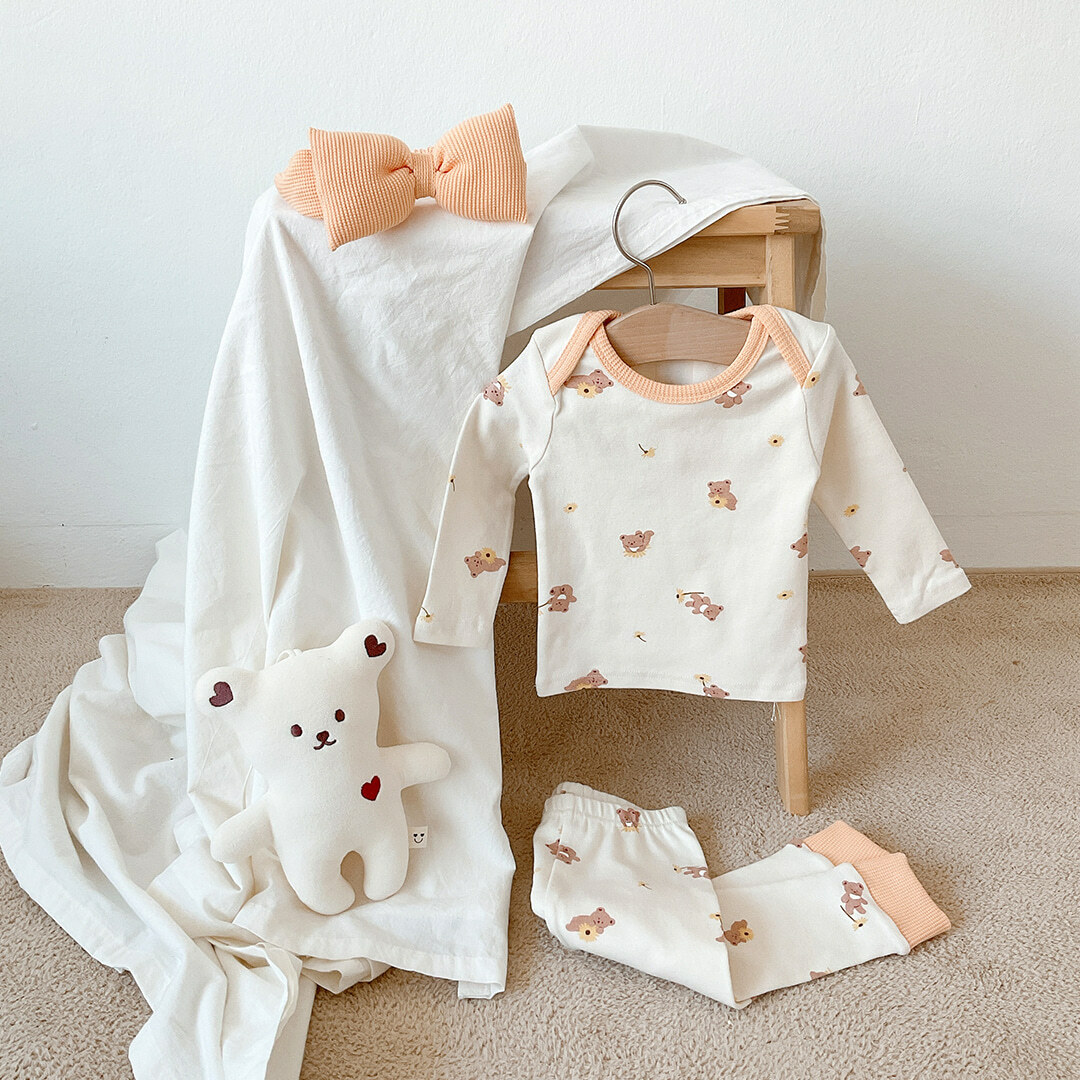 Dot to Dot - 雛菊熊仔長袖家居服套装