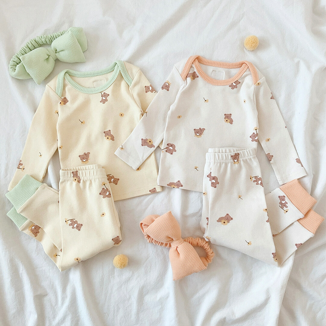 Dot to Dot - 雛菊熊仔長袖家居服套装