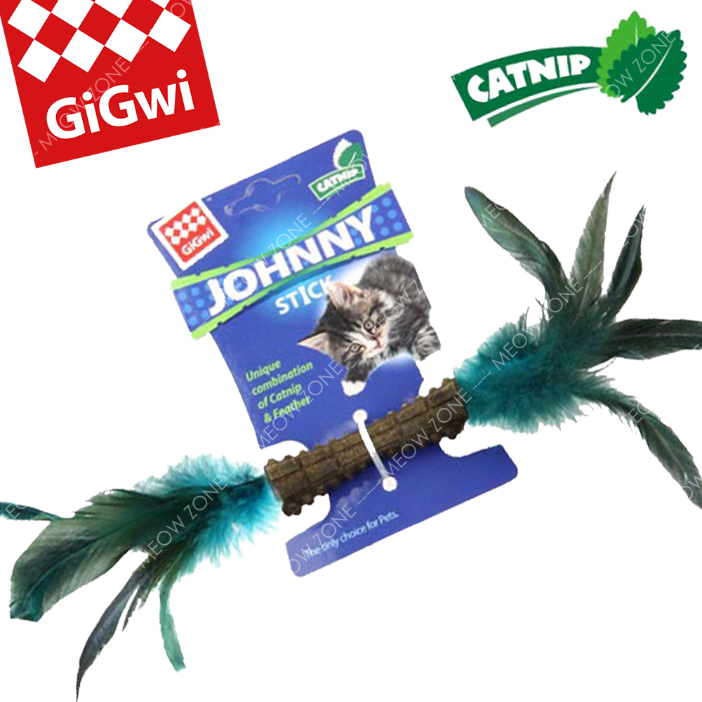 GiGwi磨牙磨爪貓草棒 - 藍羽毛
