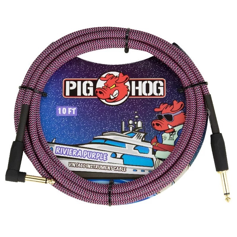 PIG HOG PIG HOG 淡紫黑色 IL頭 樂器導線 編織系列 Riviera Purple — 三峽配件 / 週邊｜YA! 玩音樂
