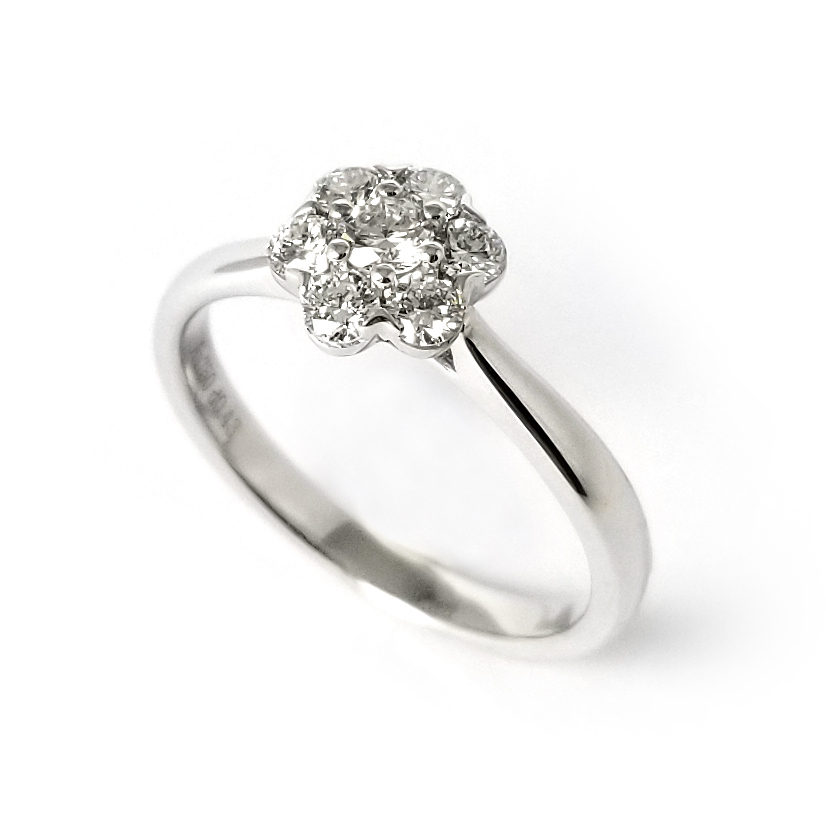 18K白金天然鑽石花形戒指 (DR23LJR11016Y)