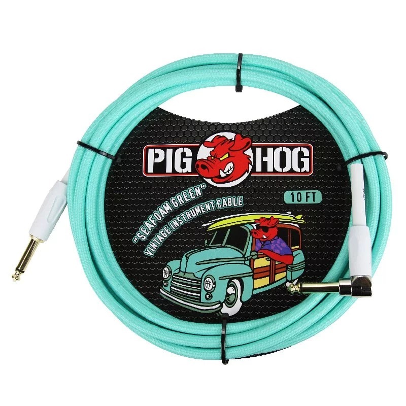 PIG HOG PIG HOG 衝浪綠色 IL頭 樂器導線 編織系列 Seafoam Green — 三峽配件 / 週邊｜YA! 玩音樂